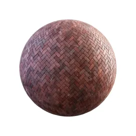 Red brick herringbone pavement